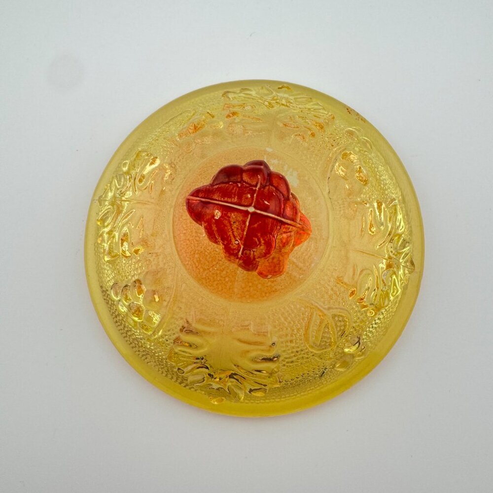 Vintage Jeanette Amberina Harvest Grapes Footed Candy Dish w/Lid Carnival Glass - Picture 8 of 11